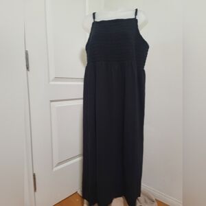 Black Smocked Sleeveless Dress